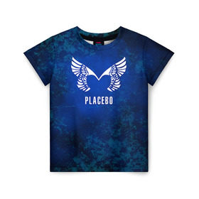 Детская футболка 3D с принтом Placebo лого в Петрозаводске, 100% гипоаллергенный полиэфир | прямой крой, круглый вырез горловины, длина до линии бедер, чуть спущенное плечо, ткань немного тянется | Тематика изображения на принте: placebo | брайан молко | молко | плацебо | плейсибо | плэйсибо