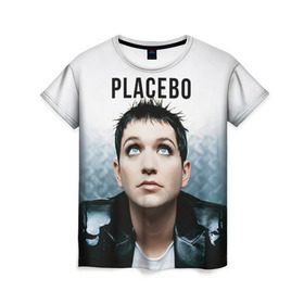 Женская футболка 3D с принтом Плацебо в Петрозаводске, 100% полиэфир ( синтетическое хлопкоподобное полотно) | прямой крой, круглый вырез горловины, длина до линии бедер | placebo | брайан молко | молко | плацебо | плейсибо | плэйсибо