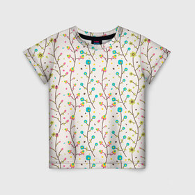 Детская футболка 3D с принтом Цветочные лианы в Петрозаводске, 100% гипоаллергенный полиэфир | прямой крой, круглый вырез горловины, длина до линии бедер, чуть спущенное плечо, ткань немного тянется | Тематика изображения на принте: весна | лианы | цвета | цветы