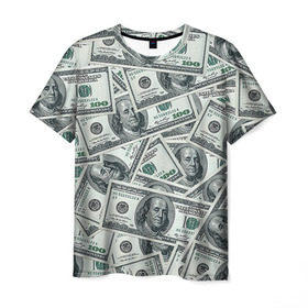 Мужская футболка 3D с принтом Банкноты в Петрозаводске, 100% полиэфир | прямой крой, круглый вырез горловины, длина до линии бедер | Тематика изображения на принте: dollars | swag | бабло | банкноты | деньги | доллары | кеш | сваг | свег | свэг