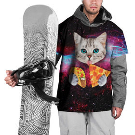 Накидка на куртку 3D с принтом Кот с едой в Петрозаводске, 100% полиэстер |  | art | cat | pizza | space | еда | космос | кот | кот в космосе | кот с едой | котенок | котик | пицца