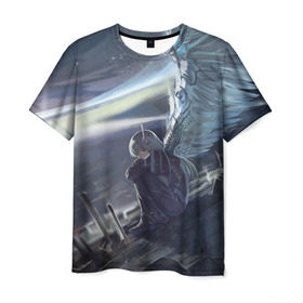 Мужская футболка 3D с принтом Wingless в Петрозаводске, 100% полиэфир | прямой крой, круглый вырез горловины, длина до линии бедер | anime | girl | wings | девушка | крылья