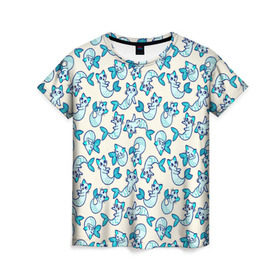 Женская футболка 3D с принтом Которыб в Петрозаводске, 100% полиэфир ( синтетическое хлопкоподобное полотно) | прямой крой, круглый вырез горловины, длина до линии бедер | котики | милые | паттерн
