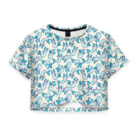 Женская футболка 3D укороченная с принтом Которыб в Петрозаводске, 100% полиэстер | круглая горловина, длина футболки до линии талии, рукава с отворотами | котики | милые | паттерн