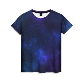 Женская футболка 3D с принтом Звёздное небо в Петрозаводске, 100% полиэфир ( синтетическое хлопкоподобное полотно) | прямой крой, круглый вырез горловины, длина до линии бедер | вселенная | галактика | звёзды | камета | космос | метеориты | метеоры | небо | ночь | солнечная система