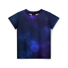 Детская футболка 3D с принтом Звёздное небо в Петрозаводске, 100% гипоаллергенный полиэфир | прямой крой, круглый вырез горловины, длина до линии бедер, чуть спущенное плечо, ткань немного тянется | Тематика изображения на принте: вселенная | галактика | звёзды | камета | космос | метеориты | метеоры | небо | ночь | солнечная система