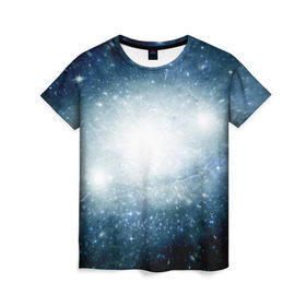 Женская футболка 3D с принтом Центр Вселенной в Петрозаводске, 100% полиэфир ( синтетическое хлопкоподобное полотно) | прямой крой, круглый вырез горловины, длина до линии бедер | вселенная | галактика | звёзды | комета | космос | метеориты | метеоры | млечный путь | планеты | солнечная система
