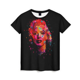 Женская футболка 3D с принтом Marilyn Monroe Art в Петрозаводске, 100% полиэфир ( синтетическое хлопкоподобное полотно) | прямой крой, круглый вырез горловины, длина до линии бедер | art | marilyn monroe | живопись | искусство | мэрилин монро