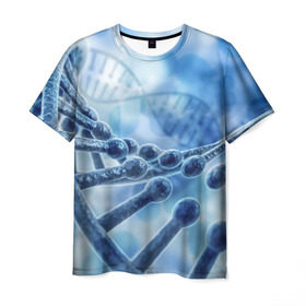 Мужская футболка 3D с принтом Молекула ДНК в Петрозаводске, 100% полиэфир | прямой крой, круглый вырез горловины, длина до линии бедер | Тематика изображения на принте: dna | биохимия | внешность | ген | генетика | днк | молекула | наследственность | спираль | способности | структура | характер | черты
