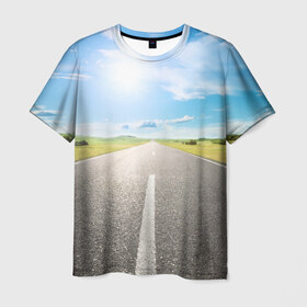 Мужская футболка 3D с принтом По дороге жизни в Петрозаводске, 100% полиэфир | прямой крой, круглый вырез горловины, длина до линии бедер | Тематика изображения на принте: 