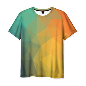 Мужская футболка 3D с принтом LowPoly Gradient в Петрозаводске, 100% полиэфир | прямой крой, круглый вырез горловины, длина до линии бедер | colors | gradient | lowpoly | poly | градиент | цвета