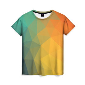 Женская футболка 3D с принтом LowPoly Gradient в Петрозаводске, 100% полиэфир ( синтетическое хлопкоподобное полотно) | прямой крой, круглый вырез горловины, длина до линии бедер | Тематика изображения на принте: colors | gradient | lowpoly | poly | градиент | цвета
