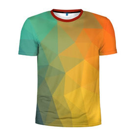 Мужская футболка 3D спортивная с принтом LowPoly Gradient в Петрозаводске, 100% полиэстер с улучшенными характеристиками | приталенный силуэт, круглая горловина, широкие плечи, сужается к линии бедра | colors | gradient | lowpoly | poly | градиент | цвета