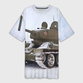 Платье-футболка 3D с принтом Танк т34 85 в Петрозаводске,  |  | 34 85 | армия | танк