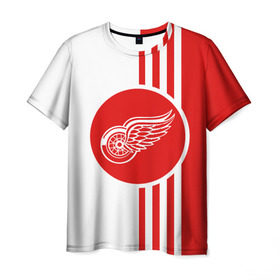 Мужская футболка 3D с принтом Детройт Ред Уингз в Петрозаводске, 100% полиэфир | прямой крой, круглый вырез горловины, длина до линии бедер | детройт | нхл | ред уингз | хоккей
