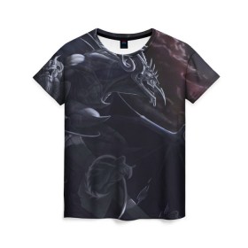 Женская футболка 3D с принтом Горгулья в Петрозаводске, 100% полиэфир ( синтетическое хлопкоподобное полотно) | прямой крой, круглый вырез горловины, длина до линии бедер | горгулья | демон | дьявол | тьма | черная