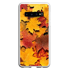 Чехол для Samsung Galaxy S10 с принтом Осень на дворе в Петрозаводске, Силикон | Область печати: задняя сторона чехла, без боковых панелей | бордовый | жёлтый | красный | листва | листья
