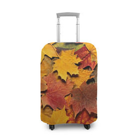 Чехол для чемодана 3D с принтом Осень на дворе в Петрозаводске, 86% полиэфир, 14% спандекс | двустороннее нанесение принта, прорези для ручек и колес | бордовый | жёлтый | красный | листва | листья