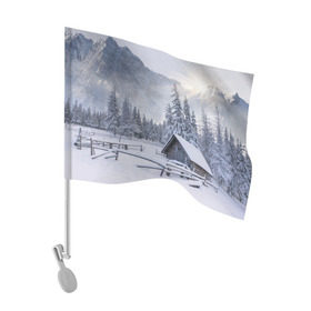 Флаг для автомобиля с принтом Зима в Петрозаводске, 100% полиэстер | Размер: 30*21 см | вьюга | горы | зима | лес | метель | мороз | пейзаж | природа | пурга | снег | снегопад | сосулька | стужа | сугроб | холод