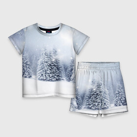 Детский костюм с шортами 3D с принтом Зимняя пора в Петрозаводске,  |  | вьюга | горы | зима | лес | метель | мороз | пейзаж | пурга | снег | снегопад | сосулька | стужа | сугроб | холод
