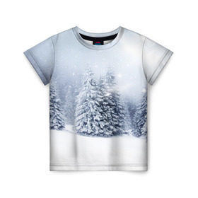Детская футболка 3D с принтом Зимняя пора в Петрозаводске, 100% гипоаллергенный полиэфир | прямой крой, круглый вырез горловины, длина до линии бедер, чуть спущенное плечо, ткань немного тянется | вьюга | горы | зима | лес | метель | мороз | пейзаж | пурга | снег | снегопад | сосулька | стужа | сугроб | холод