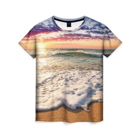 Женская футболка 3D с принтом Красочный закат в Петрозаводске, 100% полиэфир ( синтетическое хлопкоподобное полотно) | прямой крой, круглый вырез горловины, длина до линии бедер | sunrise | sunset | touchdown | волны | восход солнца | закат | красота | лето | море | небо | облака | океан | отдых | отпуск | пена | песок | прилив | природа | путешествие | рассвет | солнце | туризм