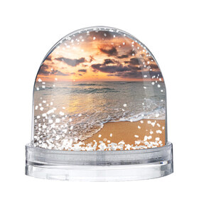 Водяной шар с принтом Огненный закат в Петрозаводске, Пластик | Изображение внутри шара печатается на глянцевой фотобумаге с двух сторон | закат | море | небо | океан | рассвет