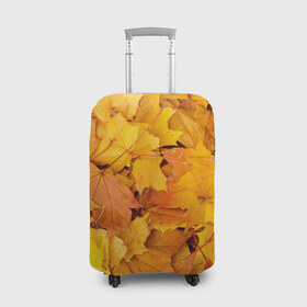 Чехол для чемодана 3D с принтом Золотая листва в Петрозаводске, 86% полиэфир, 14% спандекс | двустороннее нанесение принта, прорези для ручек и колес | жёлтый осень | золото | листья