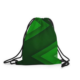 Рюкзак-мешок 3D с принтом Зелёные стрелы в Петрозаводске, 100% полиэстер | плотность ткани — 200 г/м2, размер — 35 х 45 см; лямки — толстые шнурки, застежка на шнуровке, без карманов и подкладки | геометрия | зеленый | полосы