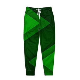 Мужские брюки 3D с принтом Зелёные стрелы в Петрозаводске, 100% полиэстер | манжеты по низу, эластичный пояс регулируется шнурком, по бокам два кармана без застежек, внутренняя часть кармана из мелкой сетки | геометрия | зеленый | полосы