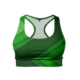 Женский спортивный топ 3D с принтом Зелёные стрелы в Петрозаводске, 82% полиэстер, 18% спандекс Ткань безопасна для здоровья, позволяет коже дышать, не мнется и не растягивается |  | геометрия | зеленый | полосы