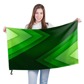 Флаг 3D с принтом Зелёные стрелы в Петрозаводске, 100% полиэстер | плотность ткани — 95 г/м2, размер — 67 х 109 см. Принт наносится с одной стороны | геометрия | зеленый | полосы