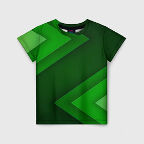 Детская футболка 3D с принтом Зелёные стрелы в Петрозаводске, 100% гипоаллергенный полиэфир | прямой крой, круглый вырез горловины, длина до линии бедер, чуть спущенное плечо, ткань немного тянется | геометрия | зеленый | полосы