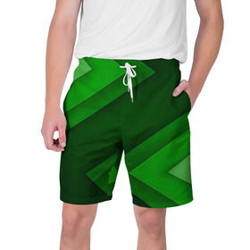 Мужские шорты 3D с принтом Зелёные стрелы в Петрозаводске,  полиэстер 100% | прямой крой, два кармана без застежек по бокам. Мягкая трикотажная резинка на поясе, внутри которой широкие завязки. Длина чуть выше колен | геометрия | зеленый | полосы