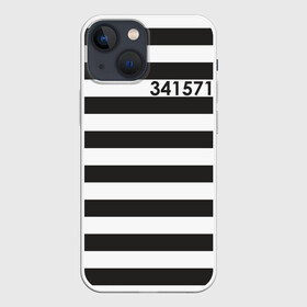 Чехол для iPhone 13 mini с принтом Заключенный в Петрозаводске,  |  | Тематика изображения на принте: заключенный | полосатый | тюремная форма | форма