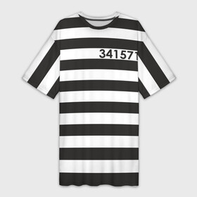 Платье-футболка 3D с принтом Заключенный в Петрозаводске,  |  | заключенный | полосатый | тюремная форма | форма