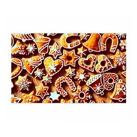 Бумага для упаковки 3D с принтом Новогоднее печенье в Петрозаводске, пластик и полированная сталь | круглая форма, металлическое крепление в виде кольца | Тематика изображения на принте: оранжевый | печенье | сладости | хлебные