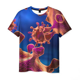 Мужская футболка 3D с принтом Бактерия в Петрозаводске, 100% полиэфир | прямой крой, круглый вырез горловины, длина до линии бедер | Тематика изображения на принте: биология | вирус | медицина | микроб