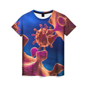 Женская футболка 3D с принтом Бактерия в Петрозаводске, 100% полиэфир ( синтетическое хлопкоподобное полотно) | прямой крой, круглый вырез горловины, длина до линии бедер | биология | вирус | медицина | микроб