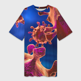 Платье-футболка 3D с принтом Бактерия в Петрозаводске,  |  | Тематика изображения на принте: биология | вирус | медицина | микроб