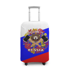 Чехол для чемодана 3D с принтом Добро пожаловать в Россию в Петрозаводске, 86% полиэфир, 14% спандекс | двустороннее нанесение принта, прорези для ручек и колес | russia | welcome | медведь | россия | хохлома