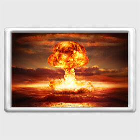 Магнит 45*70 с принтом Атомный взрыв в Петрозаводске, Пластик | Размер: 78*52 мм; Размер печати: 70*45 | агрессия | атомный взрыв | водородная бомба | вспышка | гриб | огонь | пламя | ударная волна | уничтожение | урон | ядерный удар