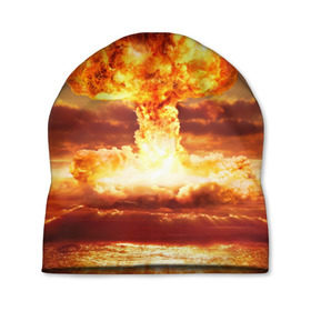 Шапка 3D с принтом Атомный взрыв в Петрозаводске, 100% полиэстер | универсальный размер, печать по всей поверхности изделия | агрессия | атомный взрыв | водородная бомба | вспышка | гриб | огонь | пламя | ударная волна | уничтожение | урон | ядерный удар