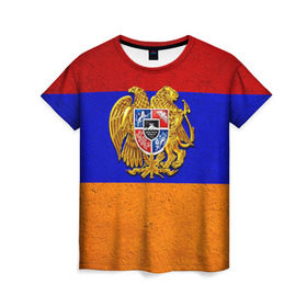 Женская футболка 3D с принтом Армения в Петрозаводске, 100% полиэфир ( синтетическое хлопкоподобное полотно) | прямой крой, круглый вырез горловины, длина до линии бедер | армения | армянин | армянский | национальный | нация | флаг | флаги