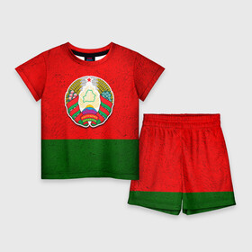 Детский костюм с шортами 3D с принтом Белоруссия в Петрозаводске,  |  | беларус | беларусь | белорус | белоруссия | белорусский | национальный | нация | флаг | флаги