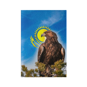 Обложка для паспорта матовая кожа с принтом Беркут в Петрозаводске, натуральная матовая кожа | размер 19,3 х 13,7 см; прозрачные пластиковые крепления | Тематика изображения на принте: беркут | казах | казахский | казахстан | национальный | нация | республика | рк | флаг | флаги