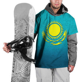 Накидка на куртку 3D с принтом Флаг Казахстана в Петрозаводске, 100% полиэстер |  | Тематика изображения на принте: казах | казахский | казахстан | национальный | нация | республика | рк | флаг | флаги