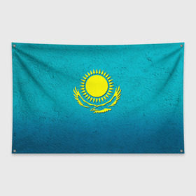 Флаг-баннер с принтом Флаг Казахстана в Петрозаводске, 100% полиэстер | размер 67 х 109 см, плотность ткани — 95 г/м2; по краям флага есть четыре люверса для крепления | Тематика изображения на принте: казах | казахский | казахстан | национальный | нация | республика | рк | флаг | флаги