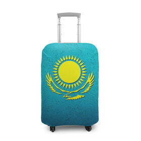 Чехол для чемодана 3D с принтом Флаг Казахстана в Петрозаводске, 86% полиэфир, 14% спандекс | двустороннее нанесение принта, прорези для ручек и колес | казах | казахский | казахстан | национальный | нация | республика | рк | флаг | флаги
