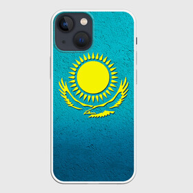 Чехол для iPhone 13 mini с принтом Флаг Казахстана в Петрозаводске,  |  | Тематика изображения на принте: казах | казахский | казахстан | национальный | нация | республика | рк | флаг | флаги